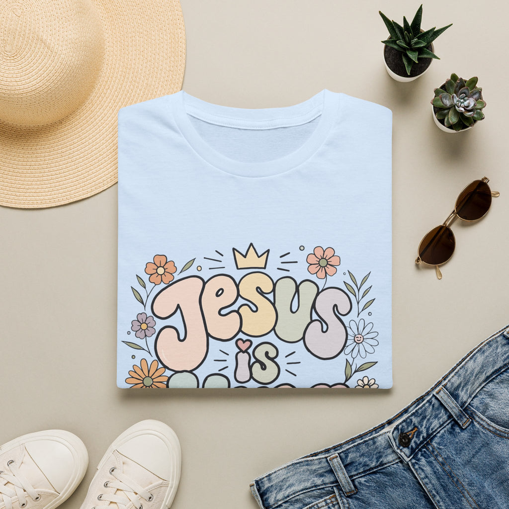 Jesus Is King Floral T-Shirt — Retro Pastel Christian Tee