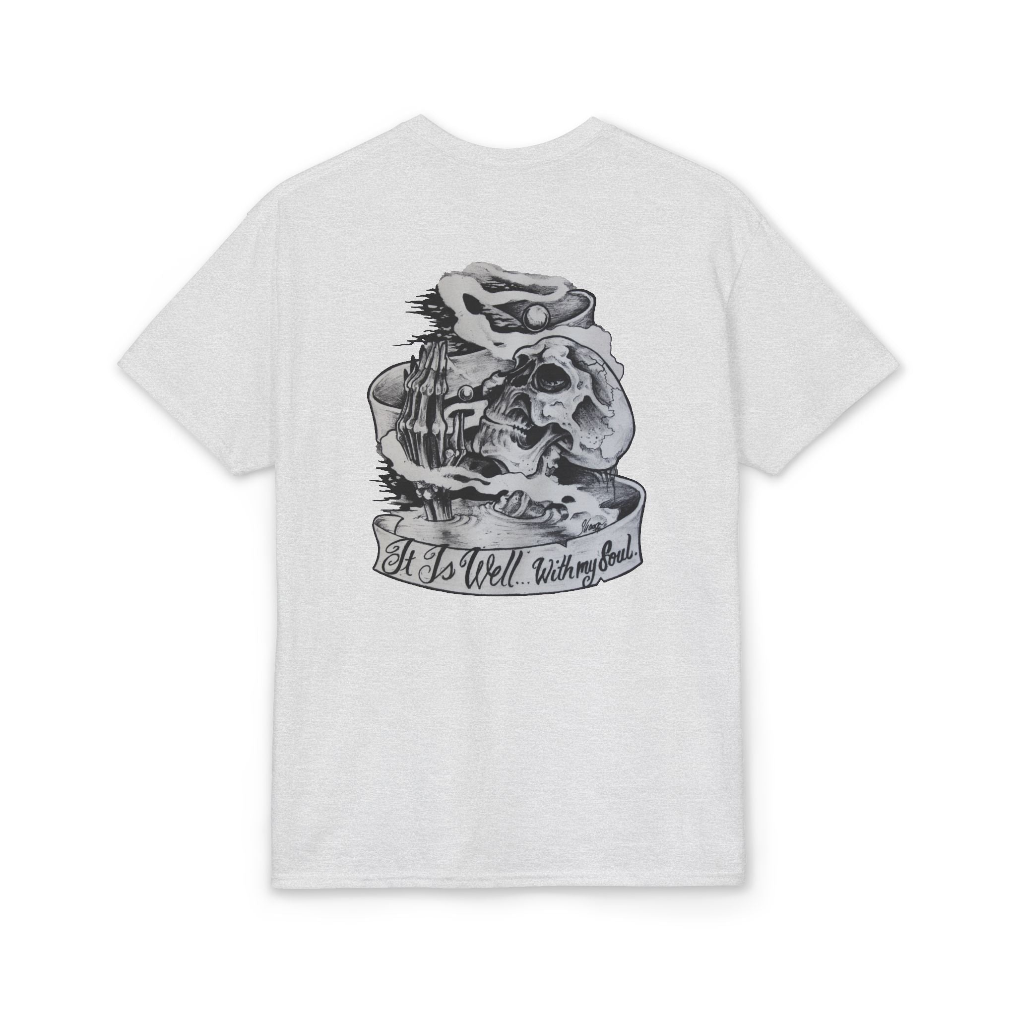 Tattoo Skull Anchor T-Shirt — "All Is Well" Sailor Nautical Graphic Tee