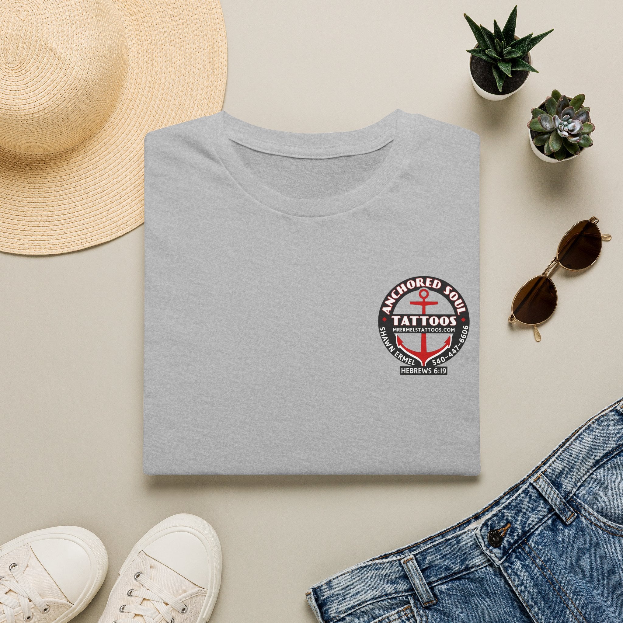 Anchored to Tattoos Pocket Logo T‑Shirt