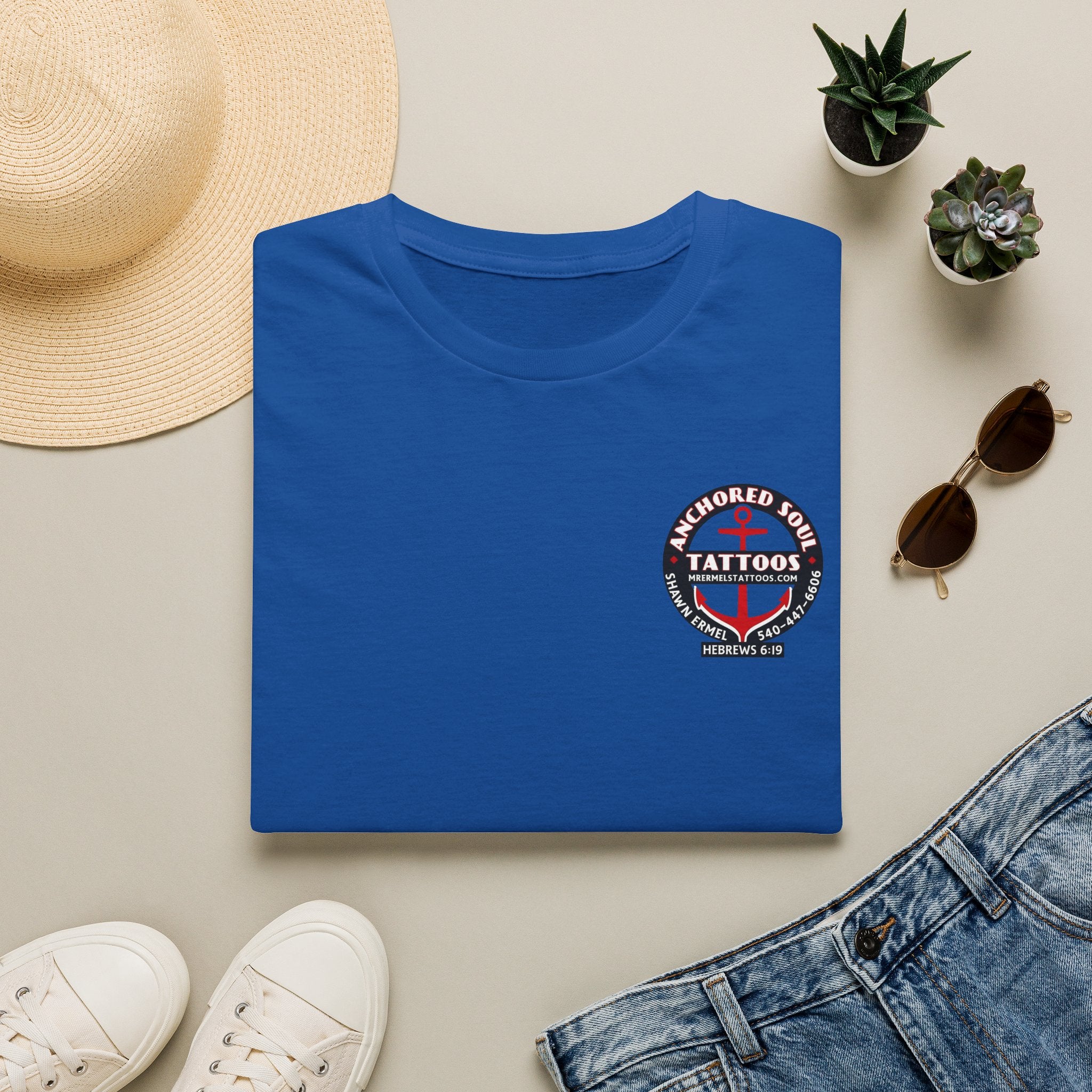 Anchored to Tattoos Pocket Logo T‑Shirt