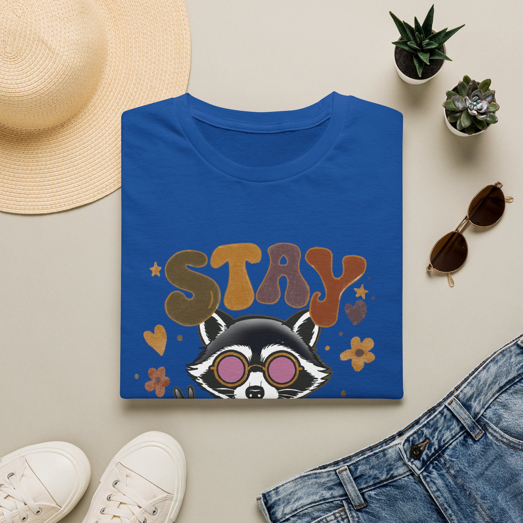Stay Weird Raccoon T‑Shirt — Retro Cute Graphic Tee