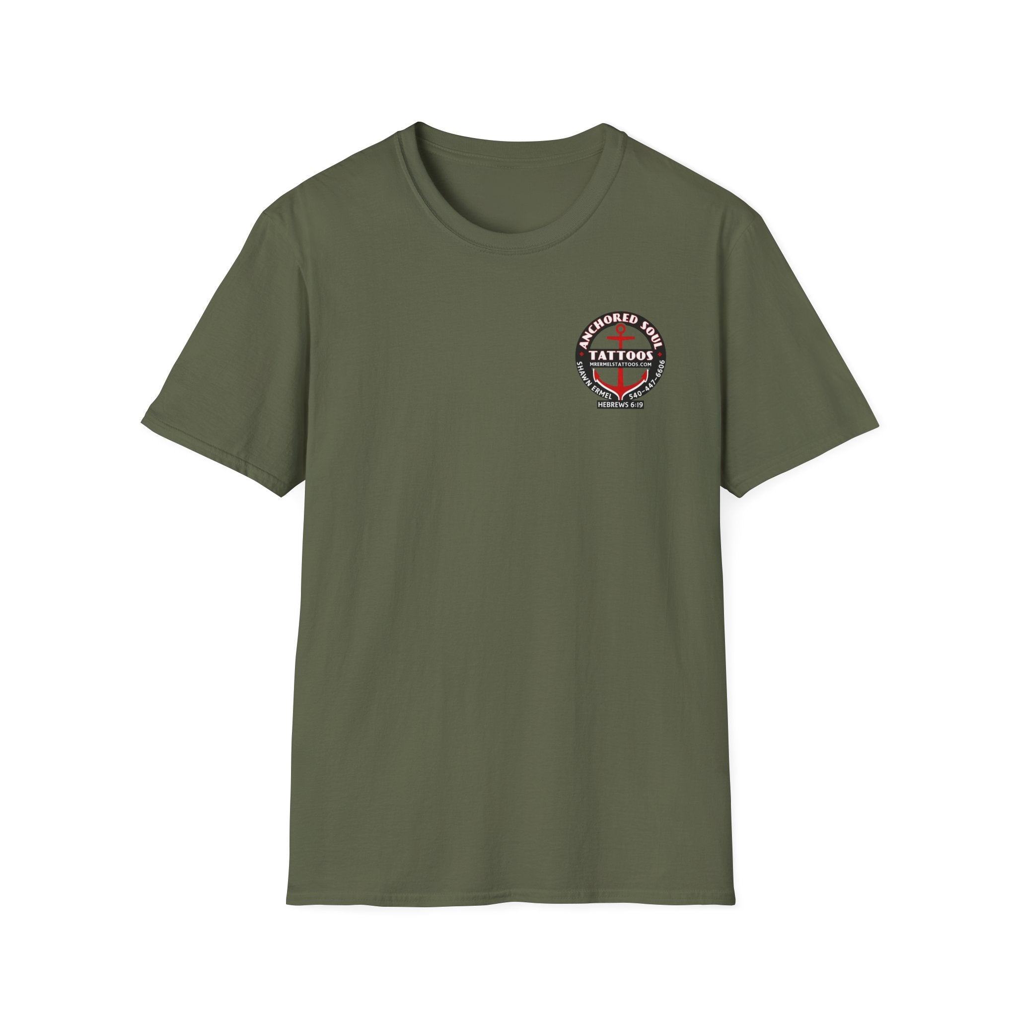 Anchored to Tattoos Pocket Logo T‑Shirt