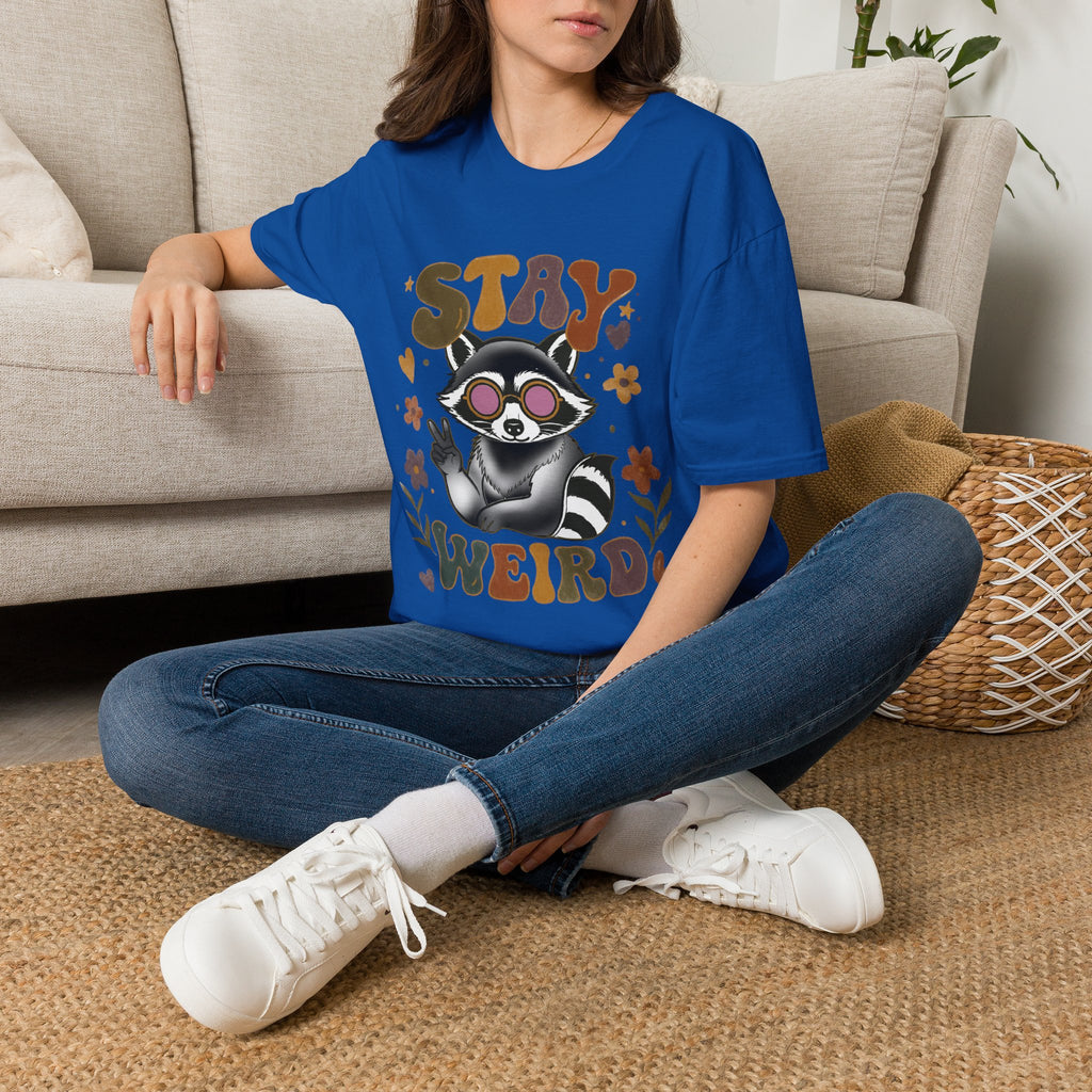 Stay Weird Raccoon T‑Shirt — Retro Cute Graphic Tee