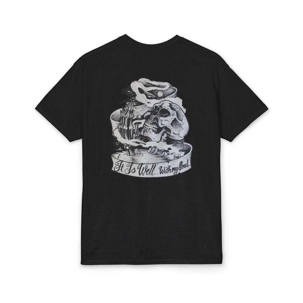 Tattoo Skull Anchor T-Shirt — "All Is Well" Sailor Nautical Graphic Tee