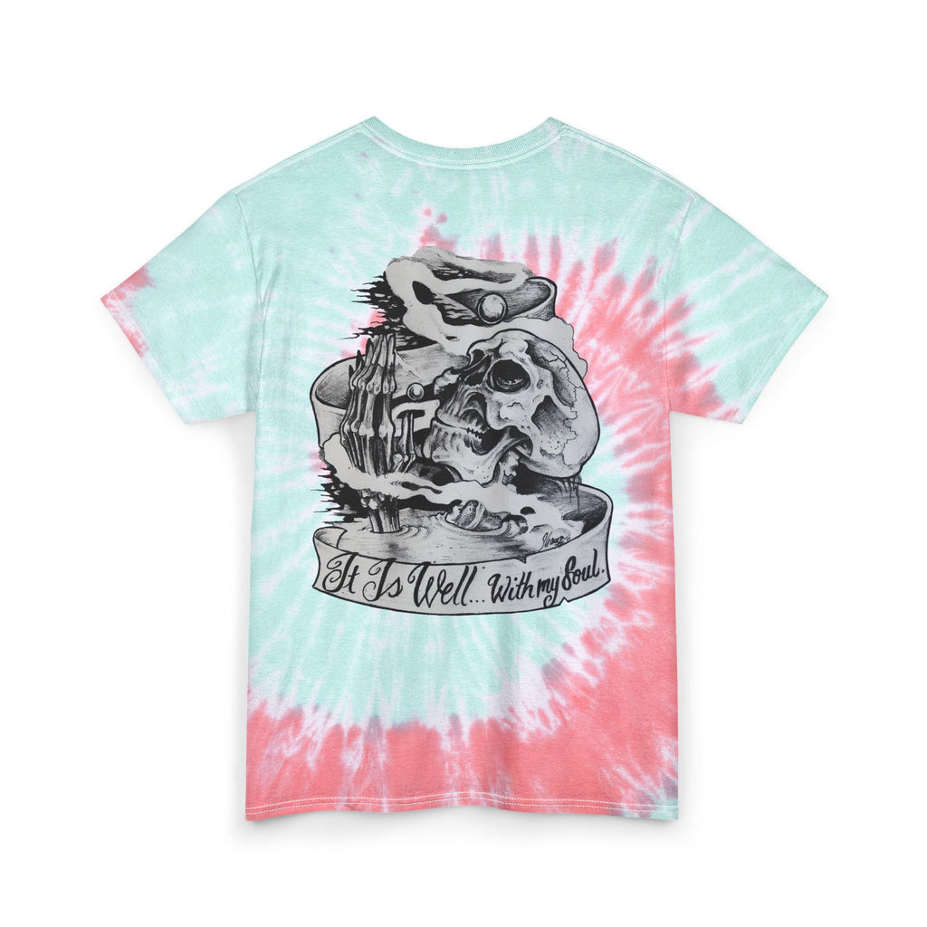 Tie-Dye Skull Tattoo Tee — "It Is Well With My Soul" Cotton T-Shirt