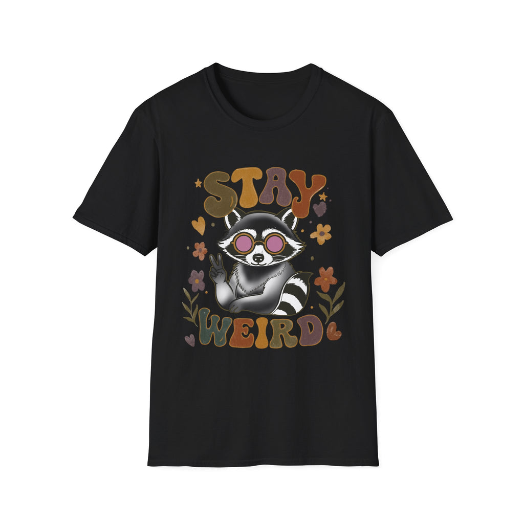 Stay Weird Raccoon T‑Shirt — Retro Cute Graphic Tee