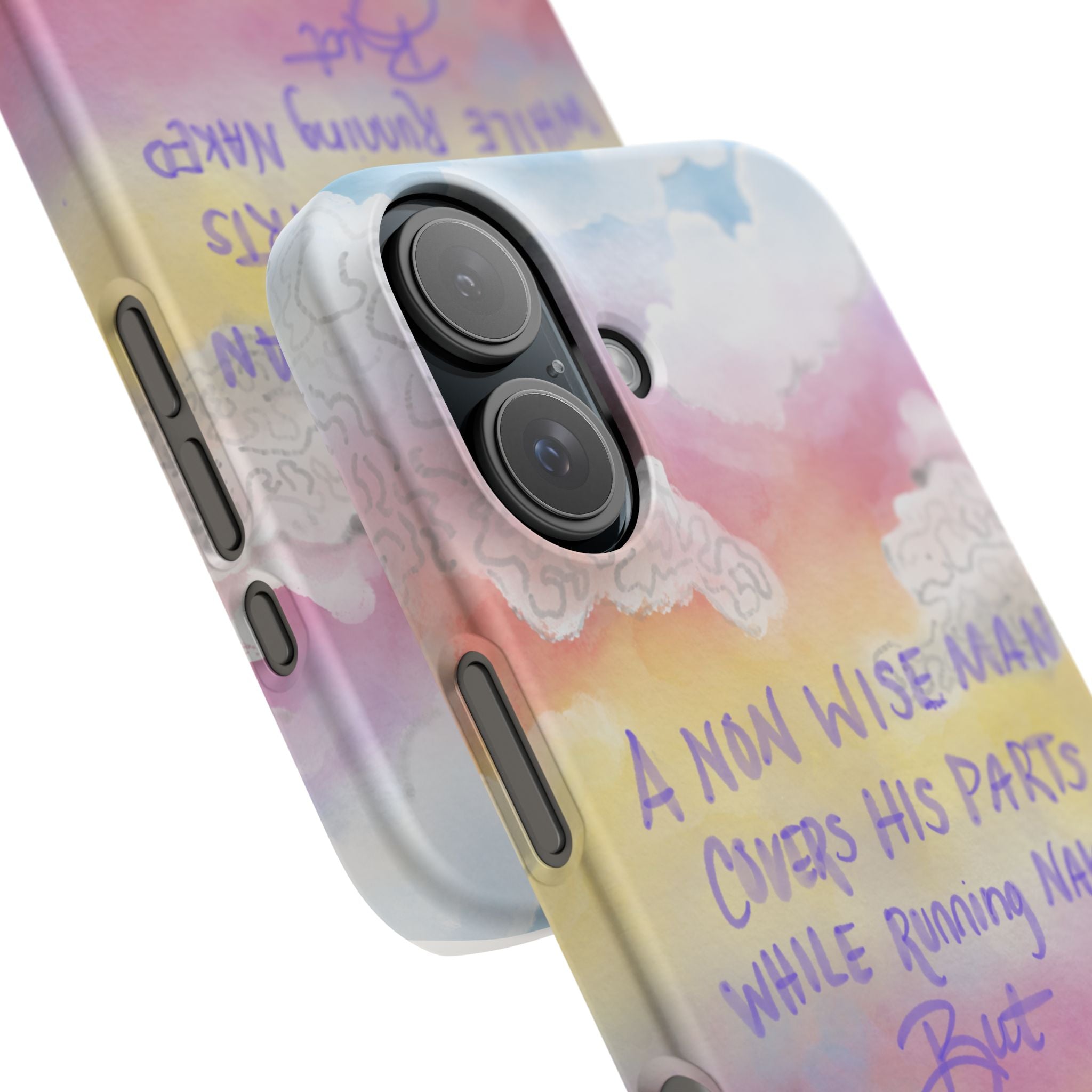 Phone Case — Pastel Cloud Quote ‘A Wise Man Covers His Face’ Protective Snap Case