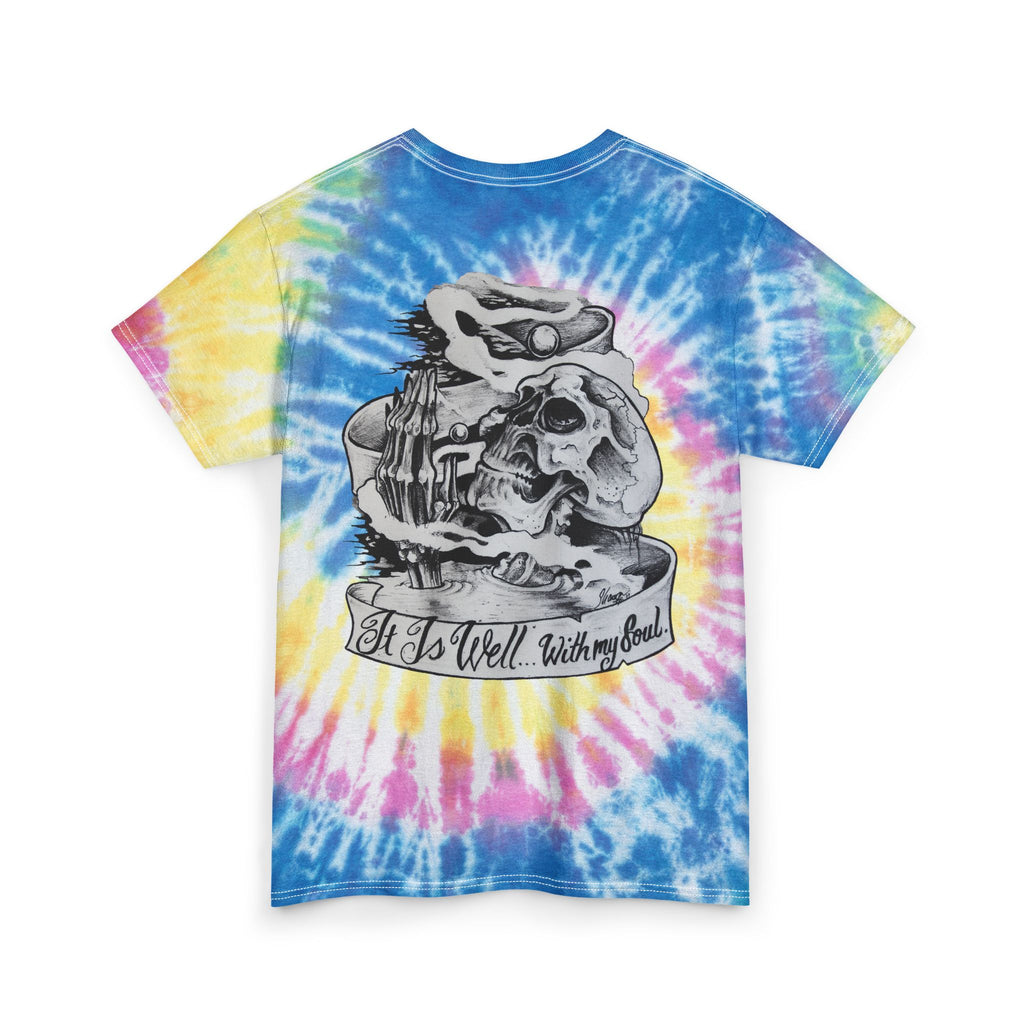 Tie-Dye Skull Tattoo Tee — "It Is Well With My Soul" Cotton T-Shirt