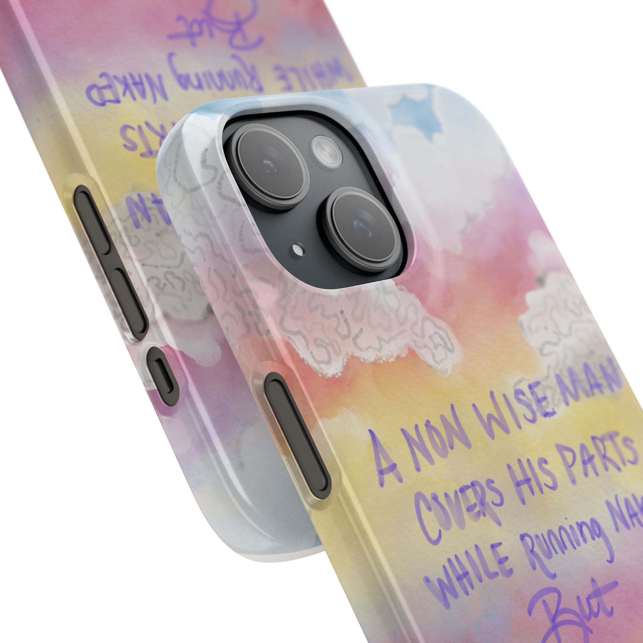 Phone Case — Pastel Cloud Quote ‘A Wise Man Covers His Face’ Protective Snap Case