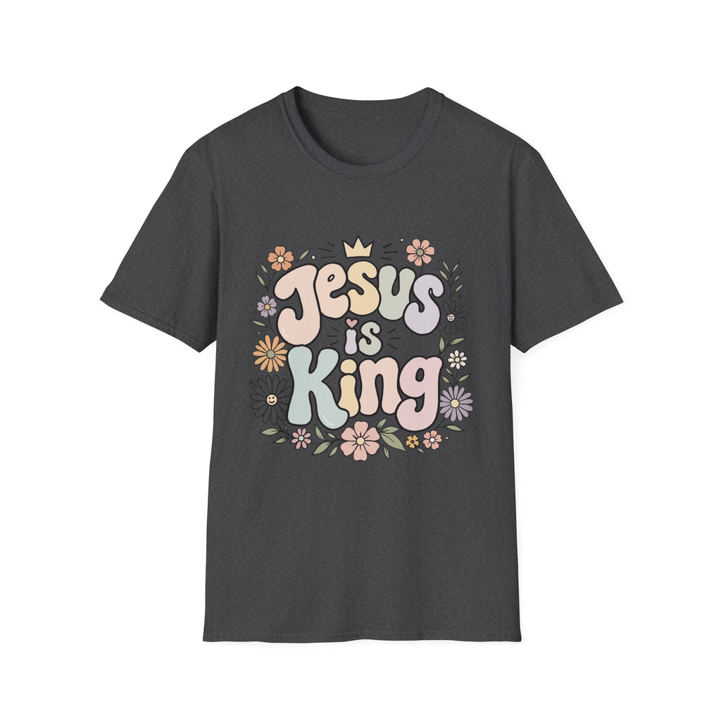 Jesus Is King Floral T-Shirt — Retro Pastel Christian Tee