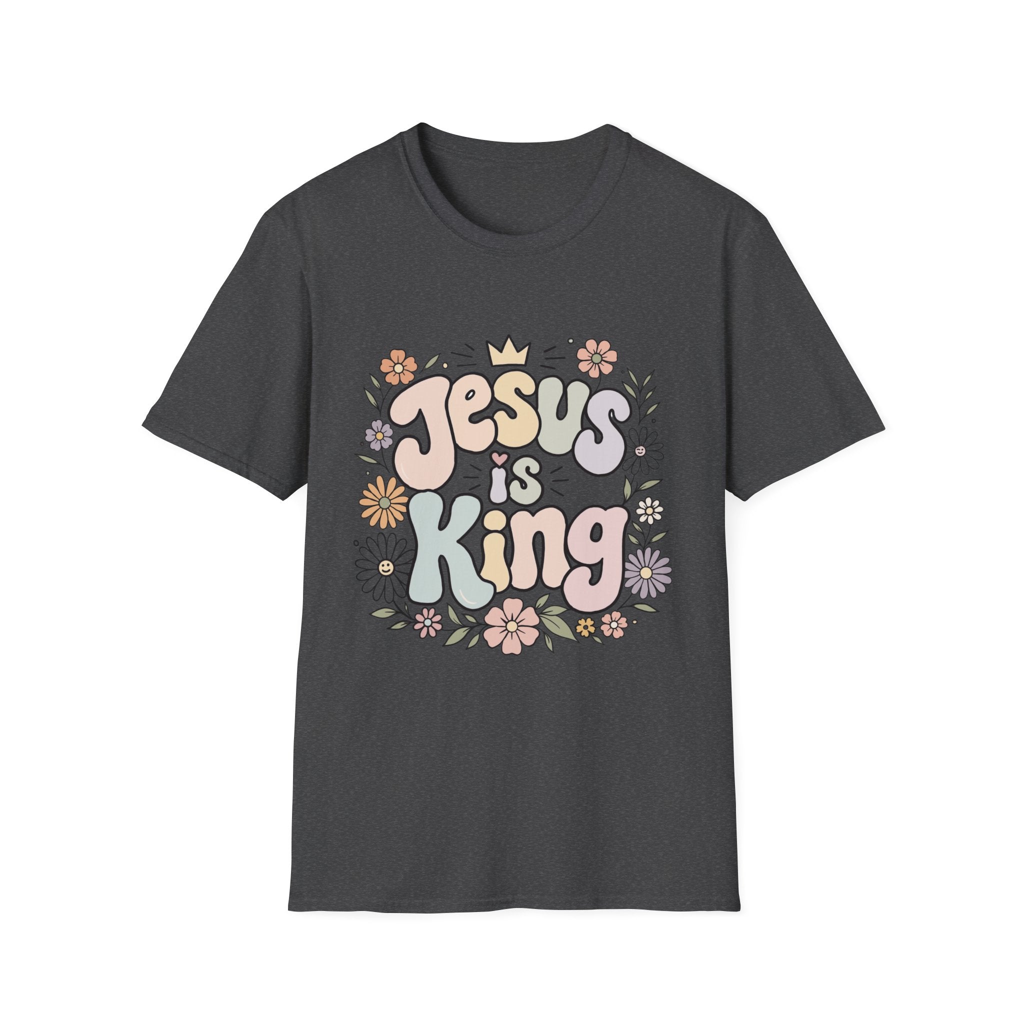 Jesus Is King Floral T-Shirt — Retro Pastel Christian Tee
