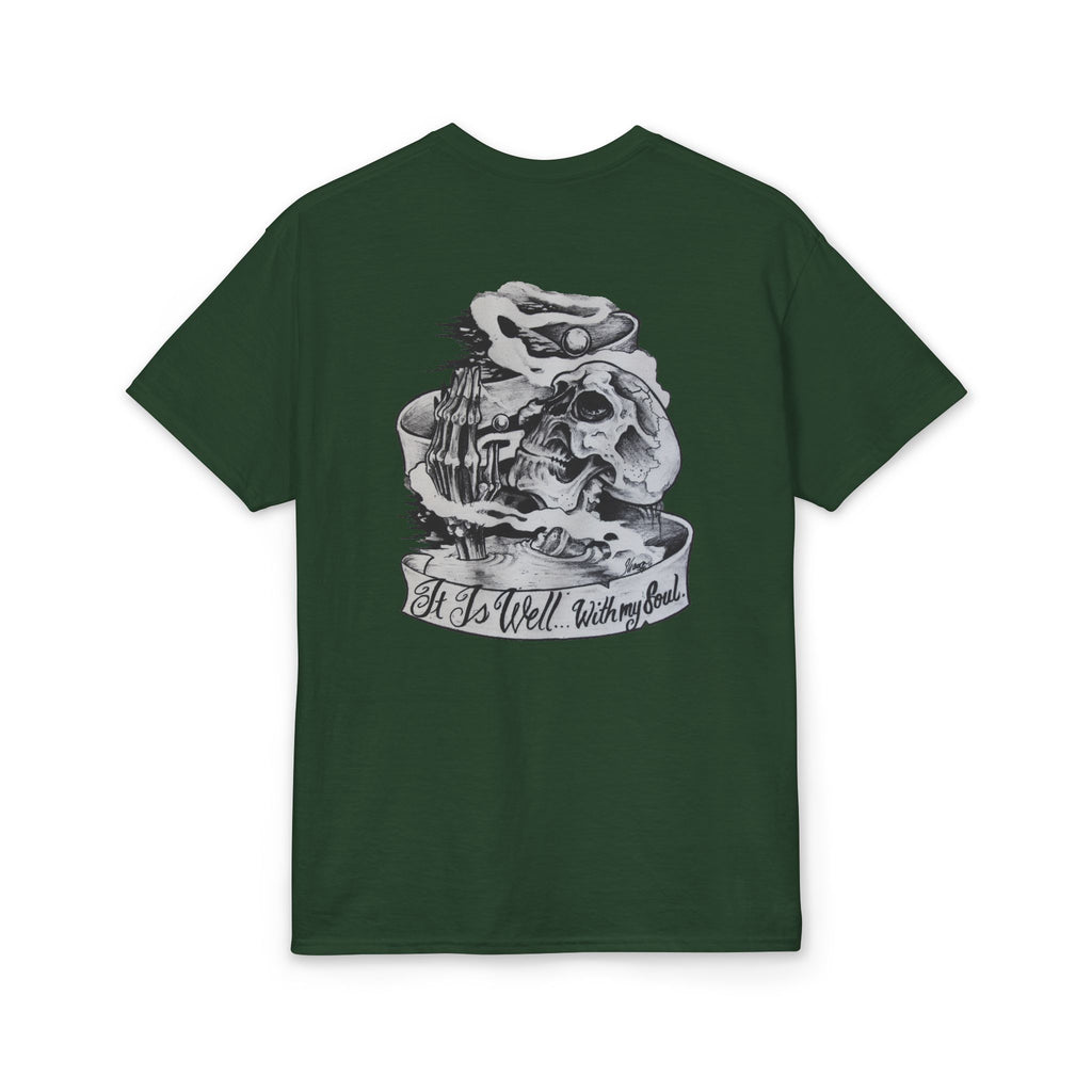 Tattoo Skull Anchor T-Shirt — "All Is Well" Sailor Nautical Graphic Tee