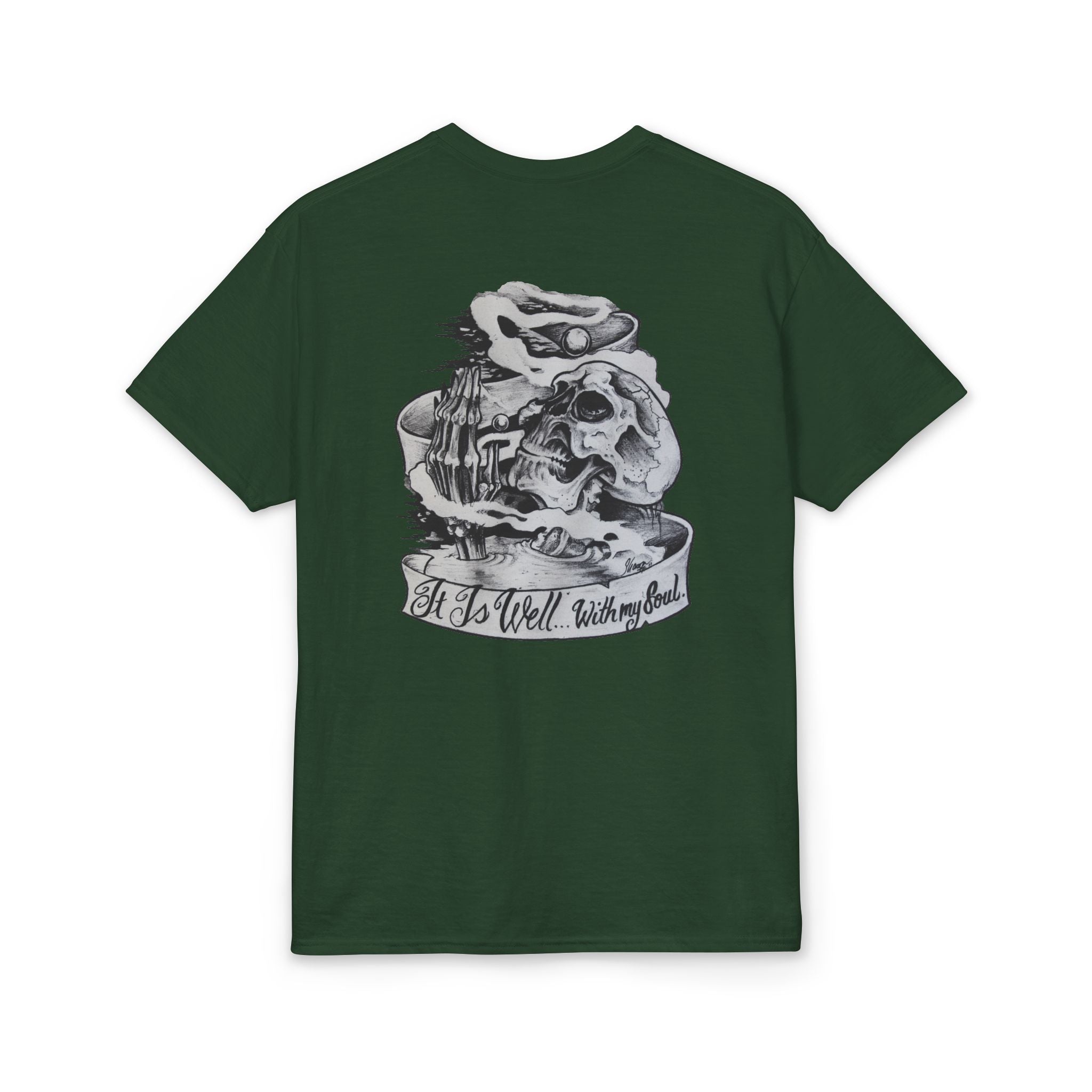 Tattoo Skull Anchor T-Shirt — "All Is Well" Sailor Nautical Graphic Tee