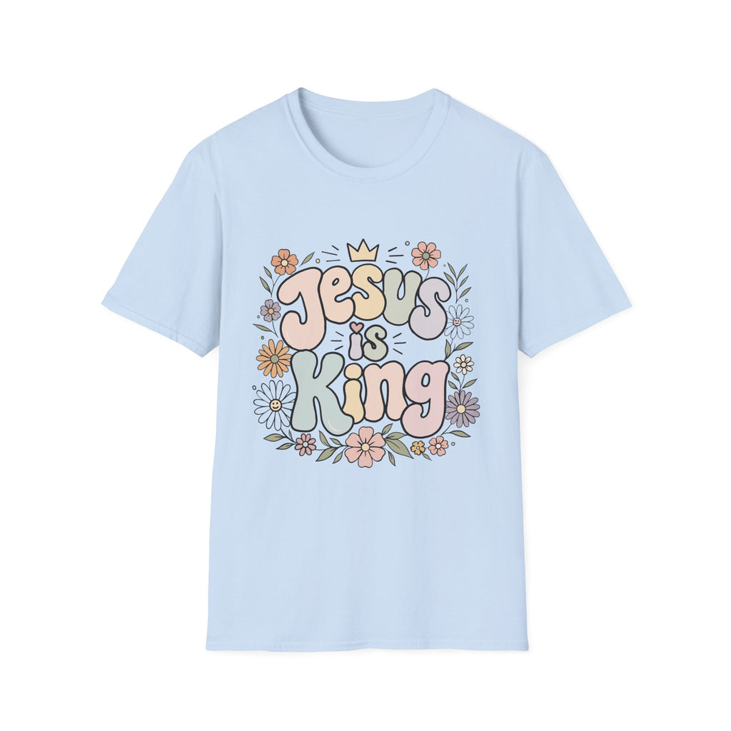 Jesus Is King Floral T-Shirt — Retro Pastel Christian Tee