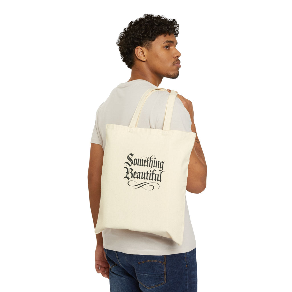 Tote Bag — Vintage Floral Portrait ‘Something Beautiful’ Cotton Canvas Tote