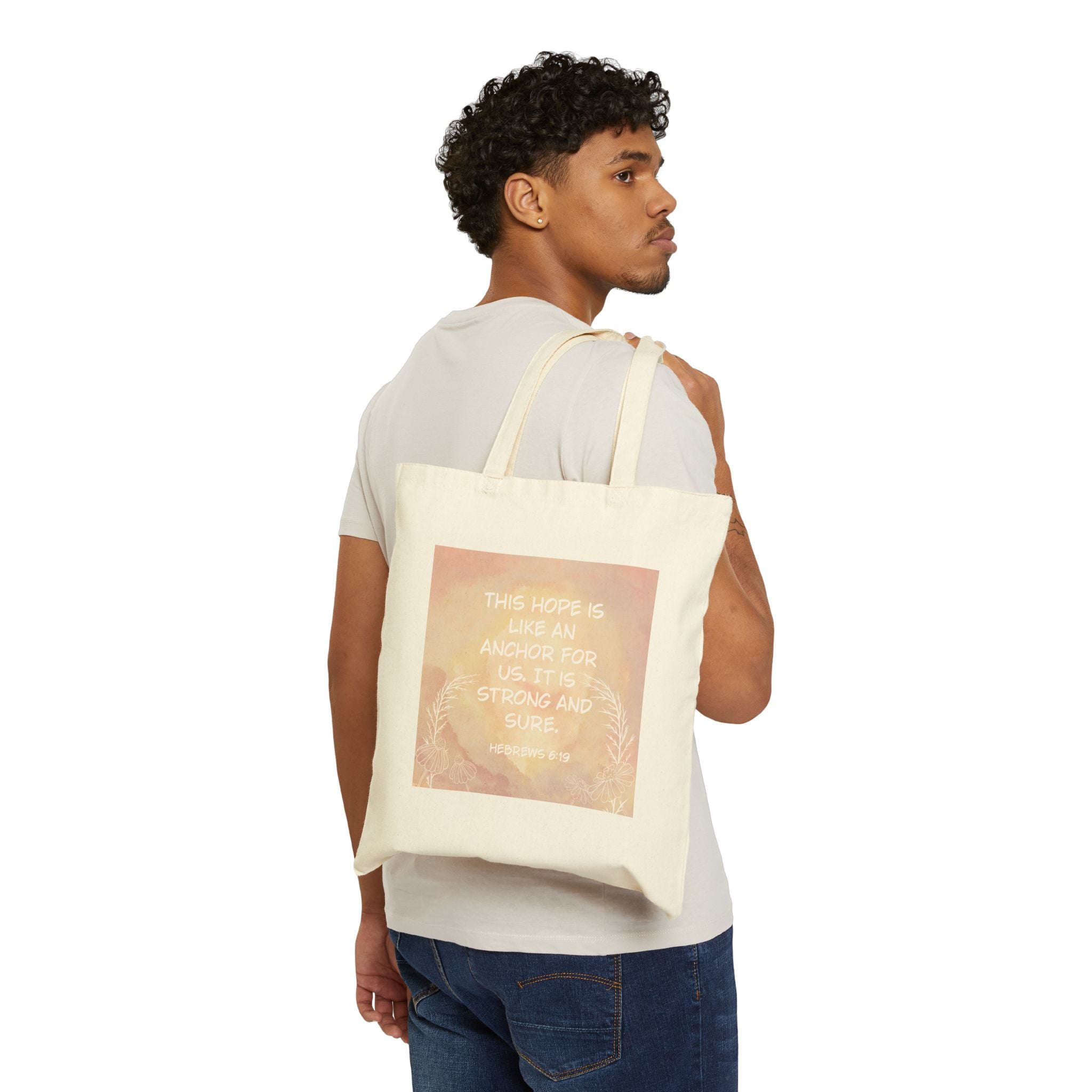 Tote Bag — 'Something Beautiful' Floral Canvas Tote, Inspirational Quote Design