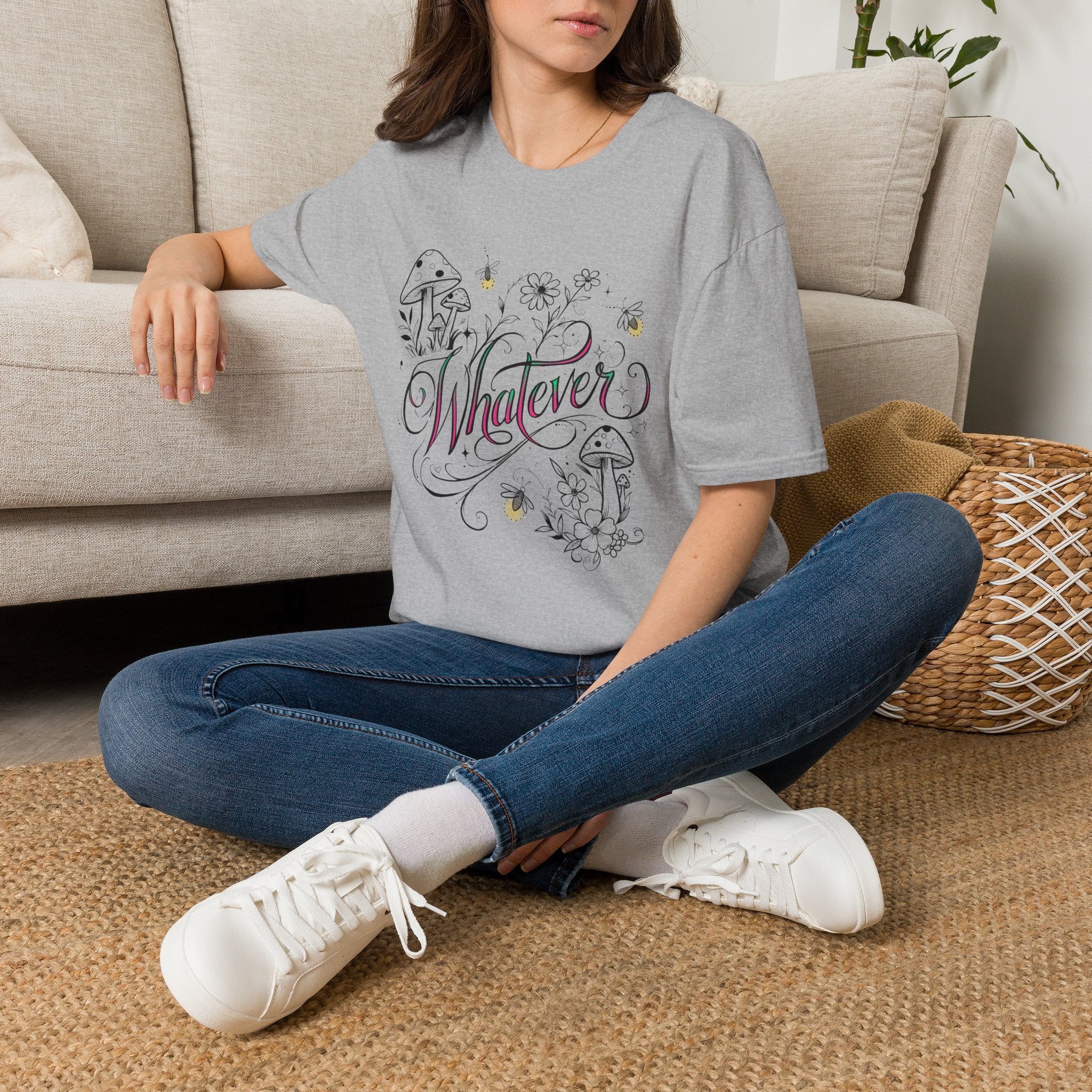 Whatever Floral Mushroom T-Shirt