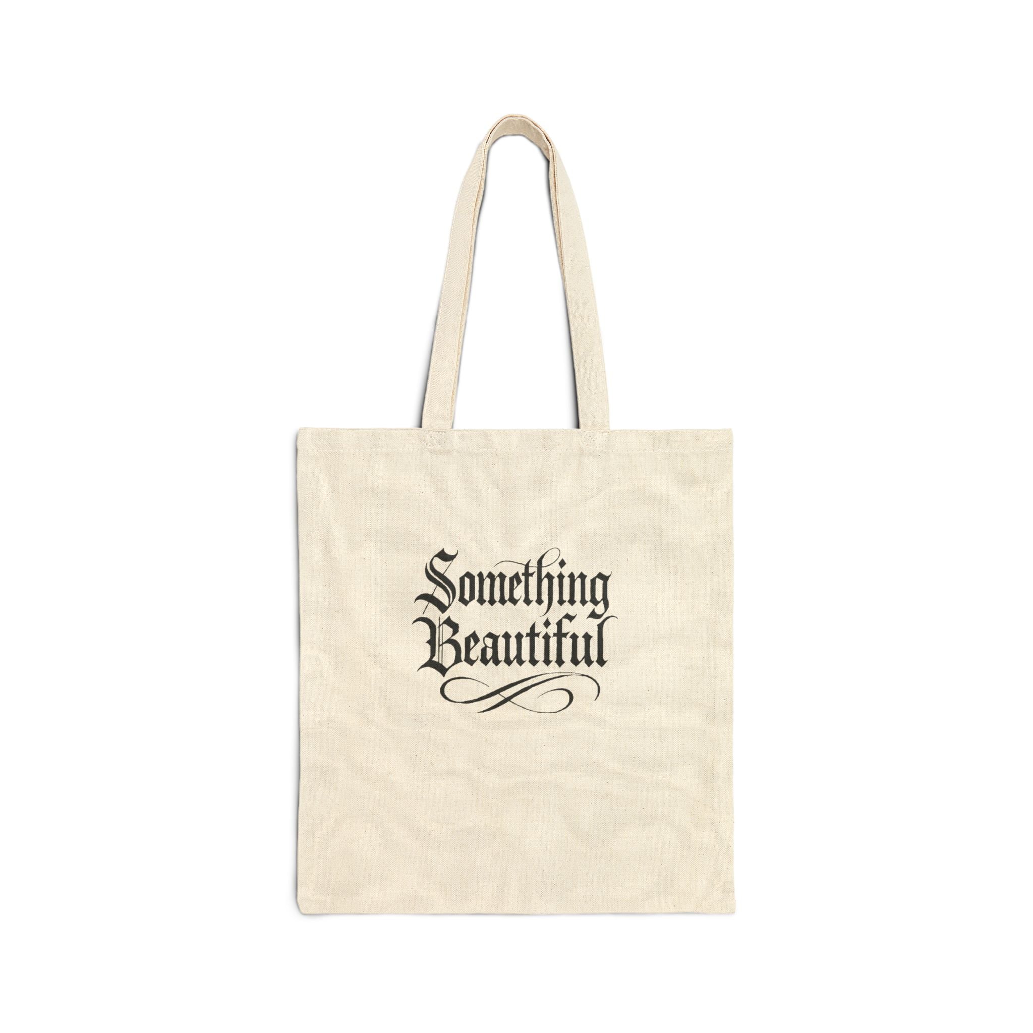 Tote Bag — Vintage Floral Portrait ‘Something Beautiful’ Cotton Canvas Tote