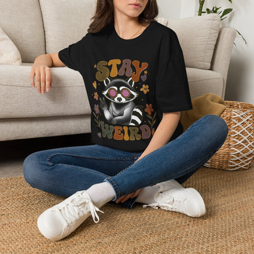 Stay Weird Raccoon T‑Shirt — Retro Cute Graphic Tee