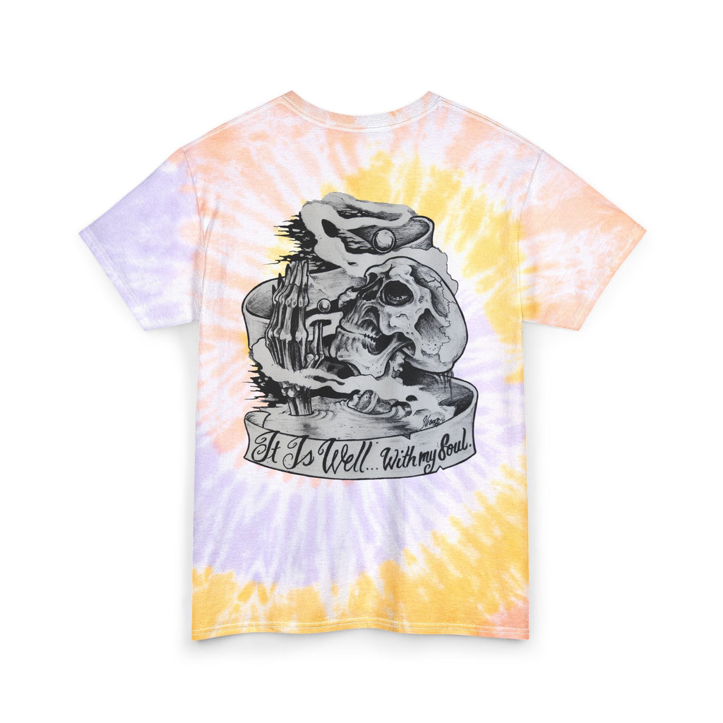 Tie-Dye Skull Tattoo Tee — "It Is Well With My Soul" Cotton T-Shirt