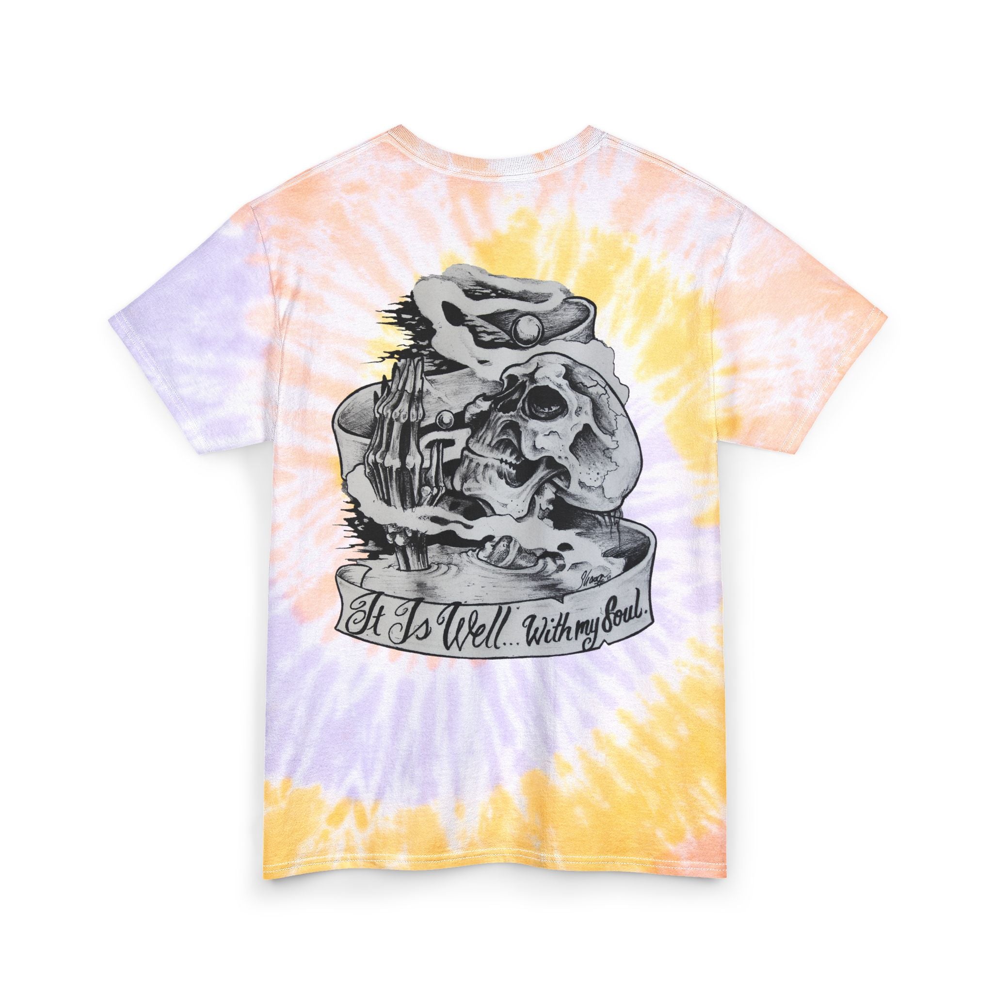 Tie-Dye Skull Tattoo Tee — "It Is Well With My Soul" Cotton T-Shirt