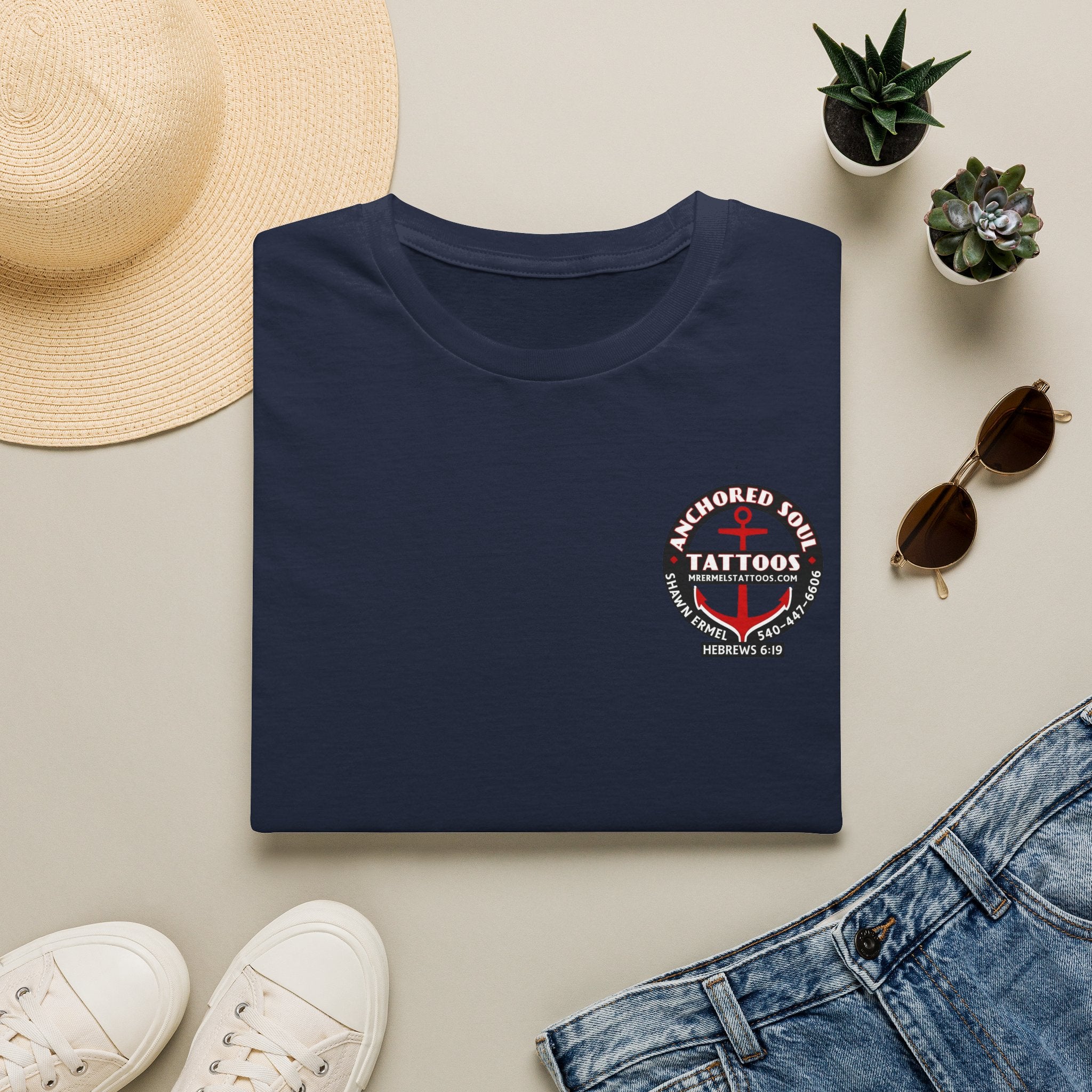 Anchored to Tattoos Pocket Logo T‑Shirt