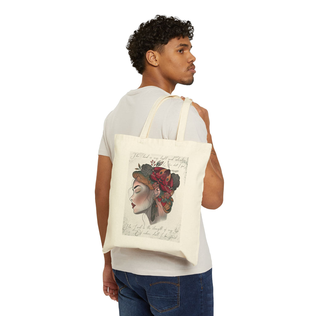 Tote Bag — Vintage Floral Portrait ‘Something Beautiful’ Cotton Canvas Tote
