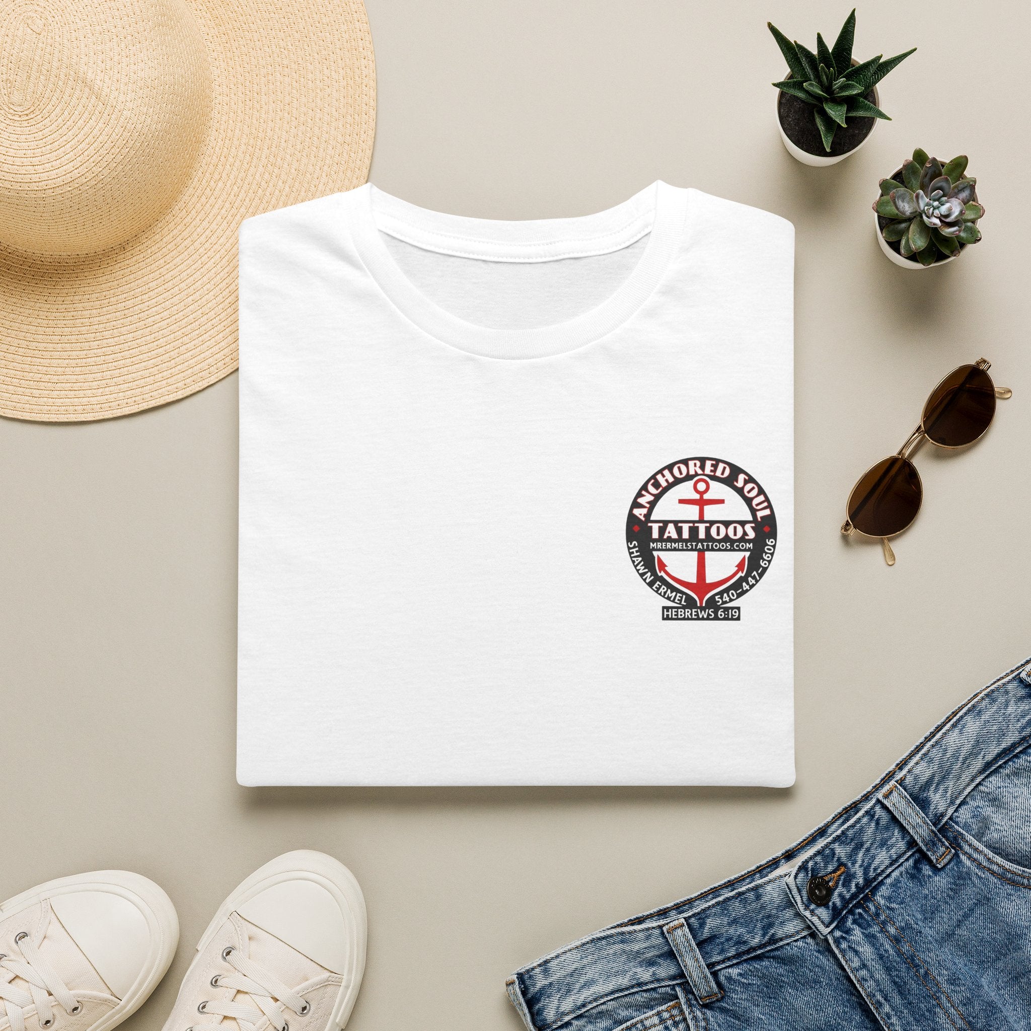 Anchored to Tattoos Pocket Logo T‑Shirt
